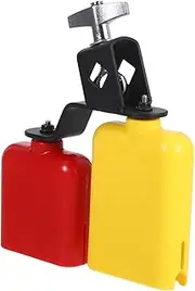 Totority Dual Mounted Bell Bicolor Cowbell Latin Bell Percussion Plastic Jam Block High Low Tones for Drum Sets