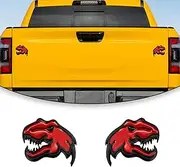 2-Piece Custom Model Dinosaur Tyrannosaurus Rex TRX Badge Decal Symbol Metal Accessories Compatible with Dodge RAM Charger Challenger and Various Cars Notebook (Black red)