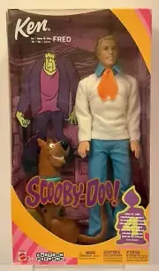NEW BARBIE SCOOBY-DOO KEN AS FRED W/ FLOCKED SCOOBY-DOO CARTOON NETWORK RETIRED