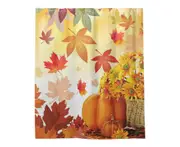 Shower Curtain Water Proof Single Printing Reusable Privacy Protection Bathing Curtain Autumn Decor Daily Use-H