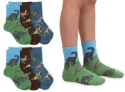 Jefferies Socks Boys Dinosaur Pattern Cotton Crew Ankle Toddler Socks 6 Pack