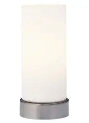 Cylinder Touch Lamp With Brushed Chrome Base And Opal Cylinder Glass,Lighting,Beacon Lighting