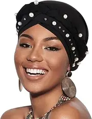 [AQOKKA] African Pre-tied Twisted Head Turbans Hats for Women, Sleeping Head Wraps for Black Women Chemo Cancer Cap Braid Hair Cover