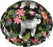 Schnauzer Print Shower Cap For Women Men Reusable Lightweight Soft Bath Hair Cap With Elastic Band