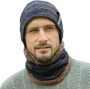 [EELHOE] Beanie Hat Scarf Set, Warm Beanie Hat Scarf Set, Skin-Friendly Warm Set Double Layer Design for Winter Outdoor Walking Znet-au