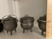 Mini Cauldron Cast iron + Lid steel handle smudge pot Hvyduty + tea pot cauldron
