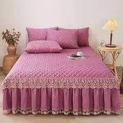 Bed Valance Skirt Bed Skirt Wrap Around Lace Bed Sheet Thickened Keep Warm Bedspread Non-Slip Bed Cover Skirt Laced Fitted Sheet Bed Cover 150 * 200cm，Single Piece Cotton Mattress Cover