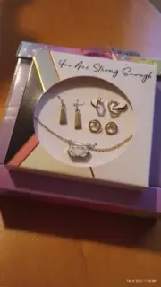 "You Are Strong Enough" Necklace Earring Set Brand New