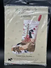 New VTG Christmas Crewel Stocking Kit Canada Goose Embroidery 40218 Candamar