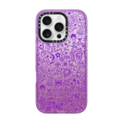 iPhone 16 Pro Impact Case MagSafe Compatible Transparent Cute Funny Purple Graffiti Doodle Drawings