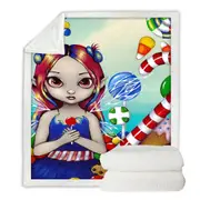 Kids Candy Loving Fairy with a Sweet Tooth Throw Blanket