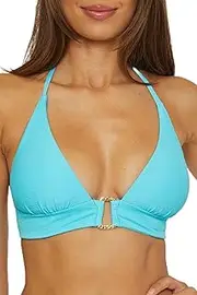 [Trina Turk] Women's Standard Coco Banded Halter Bikini Top, Adjustable, Tie Back, Swimwear Separates