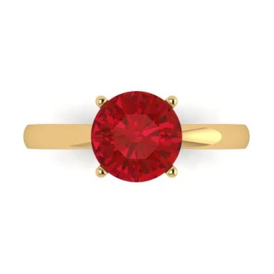 14K Yellow Gold Solitaire Promise Ring, 2 ct Round Cut Simulated Tourmaline