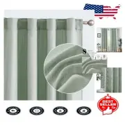 Elegant 96-Inch Heathered Green Linen Textured Curtains - Light Filtering Drapes