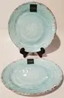 IL Mulino Teal Scroll & Rustic Melamine Dinner Plates - Set of 2 ~ NEW