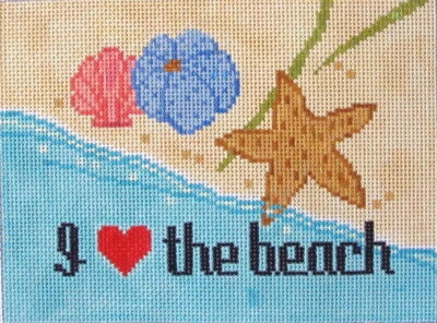 I Love the Beach Hand Painted Needlepoint Canvas