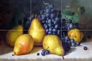 Grapes and Pears Tile Mural Kitchen Bathroom Wall Backsplash Marble Ceramic