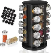 Spice Rack, Spice Organizer for Countertop, Empty 20-Jars Rotating Rack, Spinnin