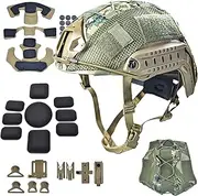 Airsoft Fast Helmet Set with Cover ，Tactical Paintball Helmet Internal Memory Foam Protective Pad Adjustable Size for Adult and Teenager