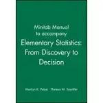MINITAB MANUAL TO ACCOMPANY ELEMENTARY STATISTICS: FROM DISCOVERY TO DECISION
