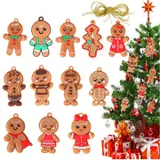 12Pcs Gingerbread Man Pendants Hanging Decorations for Christmas Tree Home Party-Style 4