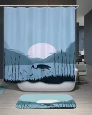 Stork Fishing on a Lake Shower Curtain