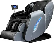 HOMASA 4D Electric Massage Chair Massager - Zero Gravity Recliner Chair 130cm SL-Track Design,LCD Screen Control,with Bluetooth Speaker Gray