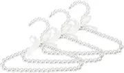 CENZICOM 3 Pack Small Pearl Beads Metal Elegant Clothes Hangers for Kids Children Pet Dog (White)