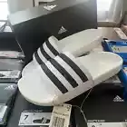 Adidas Men's Adilette Boost Slides Sandal White Black stripes Size 7,8,11 FY8155