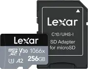 Lexar Professional 1066X 256GB Microsdxc UHS-I Card W/ SD Adapter, C10, U3, V30,