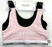 Calvin Klein Girls Bralette Modern Cotton Small (6-6X) 2-Pack Pink/Black
