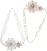 Yardwe 2pcs Floral Lace Headbands for Soft Elastic Hair Accessories for Newborns for Everyday Wear and Special Occasions