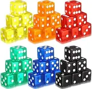 Seenelling 36 Piece 19 mm Casino Style Craps Dice Sets Acrylic and Translucent D6 Dice, Square W/Rounded Edge for Casino, Craps, Table Games and Board Games (Fashion Color)