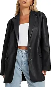 [AUTOMET] Womens Oversized Leather Faux Y2k Jackets Motorcycle Plus Size Moto Biker Coat Fall Outfits Fashion Clothes