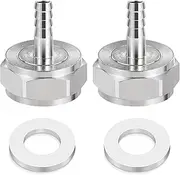 MRbrew 2Pcs Keg Coupler Barb Connector, O.D 5/16'' Beer Line Barb Fittings Homebrew Sankey Couplers Kegerator Parts Brew Hose Line Tailpiece Nipple Fitting with Sealing Washer and G 5/8 Thread Hex Nut