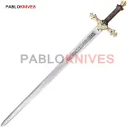 Handmade Crown Exquisitely King Arthur Excalibur Sharp Golden Hunting Sword
