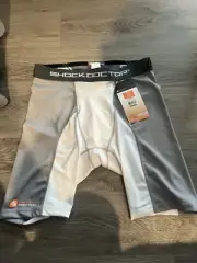 NEW!Shock Doctor 701-A15 Core Compression Sliding Shorts - Men’s XL, White Grey