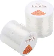 LORJE 2 Roll 100m Clear Elastic Beading Threads，Stretchy Bead Cord String Stretchy Crystal Bracelet String for Bracelet,Beading, Jewelry Making (0.5&0.8mm)