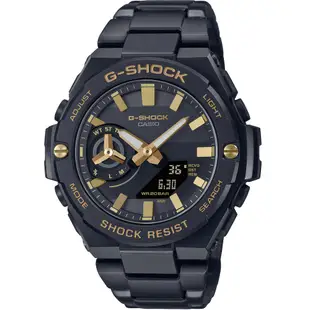 CASIO 卡西歐 G-SHOCK 藍牙 太陽能 碳纖維核心 酷帥黑金運動手錶-GST-B500BD-1A9