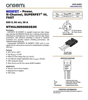 NTH4LN095N65S3H T095N65S3H ON MOSFET SUPERFET3 FAST 95MOHM