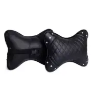 2pcs Car Seat Head Neck Support Rest Pillow Headrest Soft Cushion Balck Leather