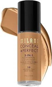 [Milani] Conceal + Perfect 2-in-1 Foundation + Concealer - Golden Tan (1 Fl. Oz.) Cruelty-Free Liquid Foundation - Cover Under-Eye Circles, Blemishes & Skin Discoloration for a Flawless Complexion