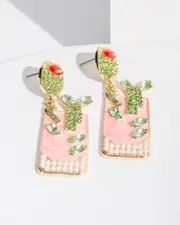 Multi Colour Olive Celery Cocktail Earrings