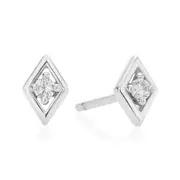 Sterling Silver Round 2mm White Cubic Zirconia Diamond Shape Stud Earrings