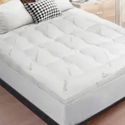 STARRY EUCALYPT Mattress Topper Pillowtop 1000gsm 7.5cm Bamboo White Double
