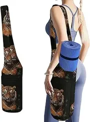 YJWANDL Yoga Mat Organizer, With Tiger And Paws Print Yoga Mat Bag Gym Mat Bag Canvas Storage Bag Durable Yoga Carrier