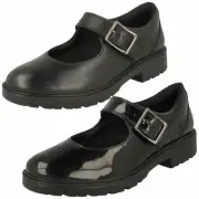 Girls Clarks 'Loxham Walk Y' Leather Or Patent Mary Jane Style School Shoes