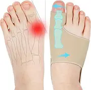 2 Pcs Bunion Corrector for Women & Men, Bunion Socks Toe Corrector Comfortable & Breathable for Day/Night Support, Hallux Valgus Pain Relief Non-Slip Big Toe Straightener (Beige)