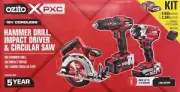 3 PIECE OZITO 18V PXC Cordless Combo Kit Drill Impact Driver Circular Saw Batts.