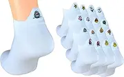 [Cocain underwear] 8 | 16 | 24 | Pairs of Funny Trainer Socks in White with Cheeky Embroidered Heel Motifs 35/38 or 39/42 Available